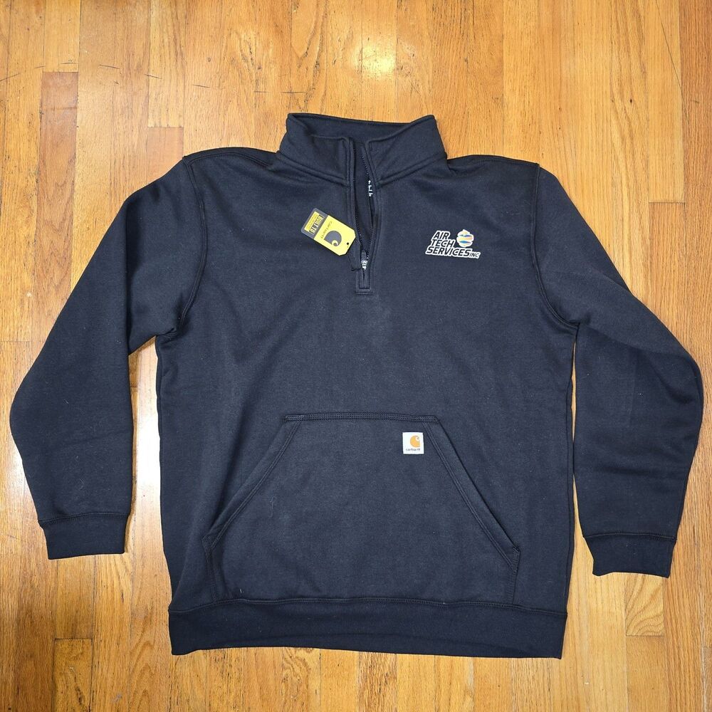 Carhartt Mens Sweater XL Black TS5294-M Embroidered 1/4 Zip Pullover Black
